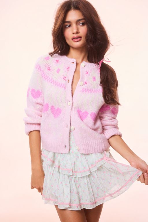 Carnation Women LoveShackFancy Jamie Re-edition Alpaca Heart Cardigan | GMK-672519