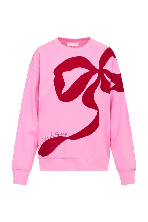 Cranberry Blossom Women LoveShackFancy Palo Cotton Holiday Bow Pullover | BRM-329075