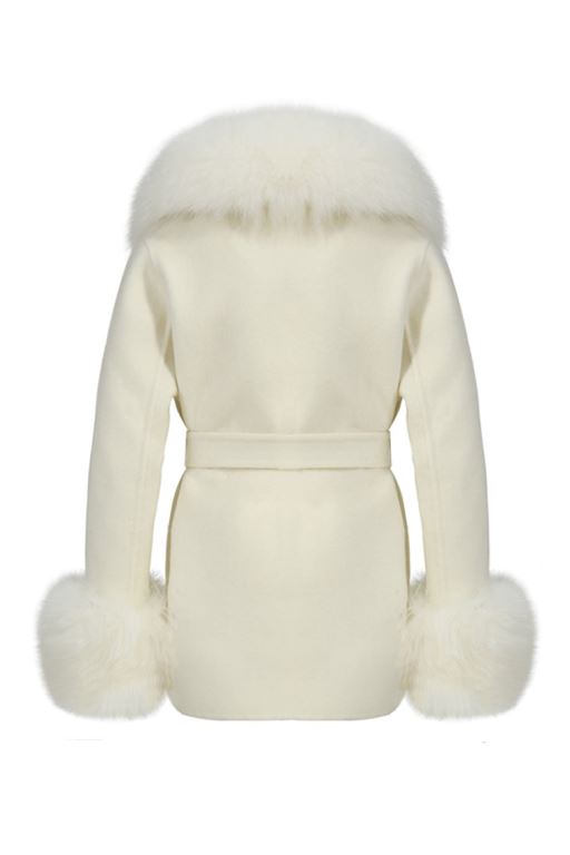 Cream Kids' LoveShackFancy Susanna Chow Mini Jojo Cashmere Fur Coats | PYO-107286