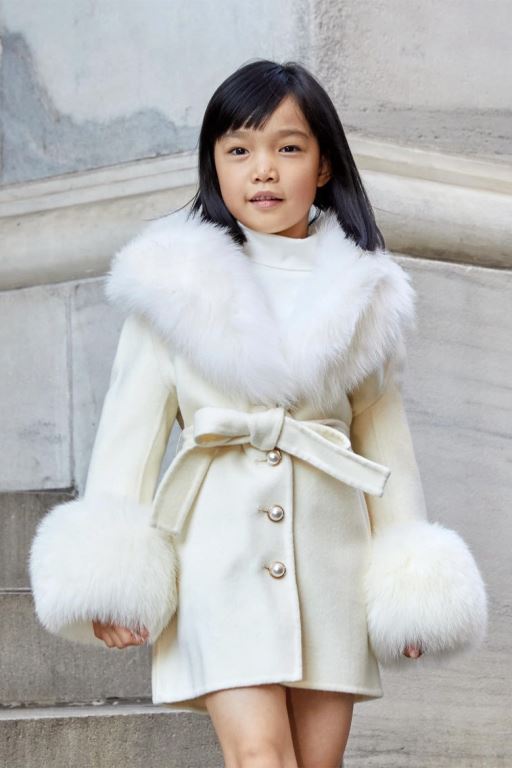 Cream Kids' LoveShackFancy Susanna Chow Mini Jojo Cashmere Fur Coats | PYO-107286