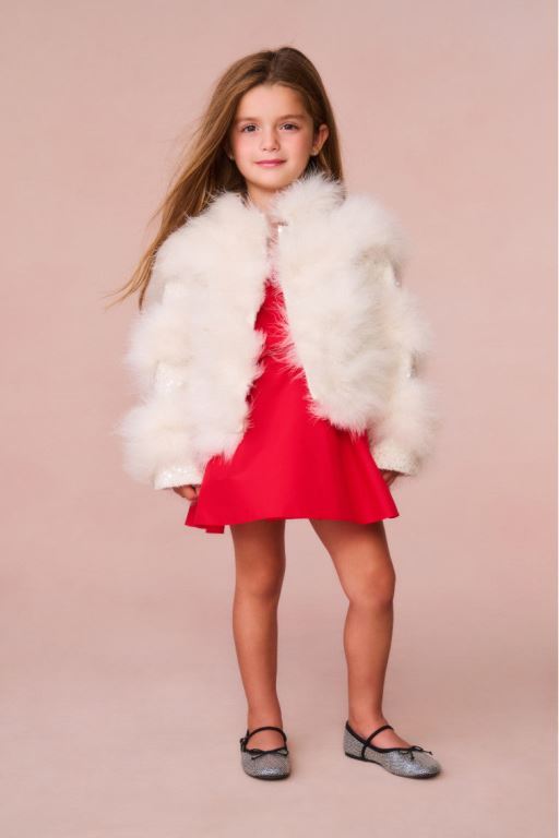 Cream Kids\' LoveShackFancy Trislyn Fur Jackets | VQA-134802