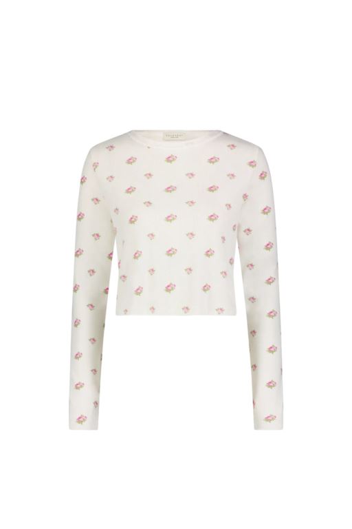 Cream Rose Women LoveShackFancy Polka Dot England Nell Crop Slouchy Tops | NVU-180267