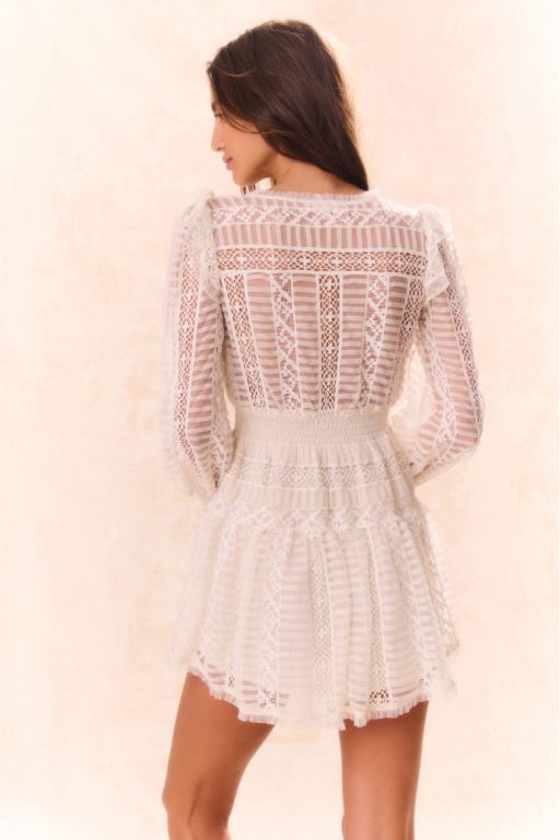 Cream Women LoveShackFancy Alonsa Lace-detailed Mini Dress | HCO-765234