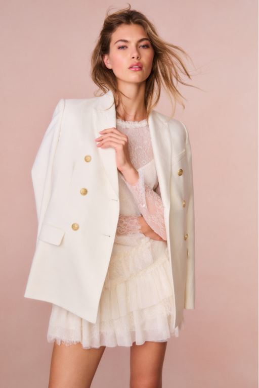 Cream Women LoveShackFancy Reiser Double-breasted Blazers | RQU-967048