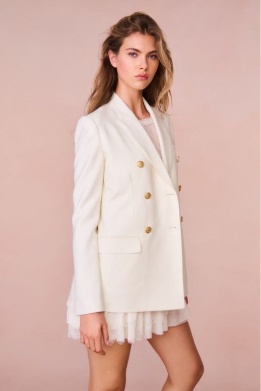 Cream Women LoveShackFancy Reiser Double-breasted Blazers | RQU-967048