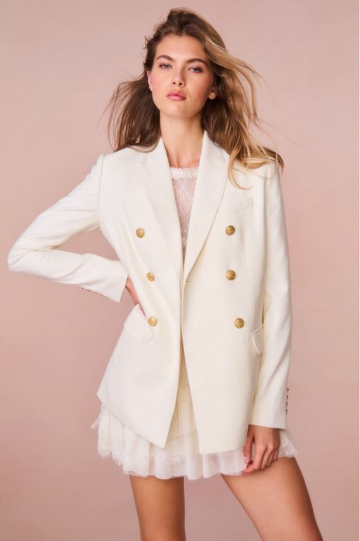 Cream Women LoveShackFancy Reiser Double-breasted Blazers | RQU-967048