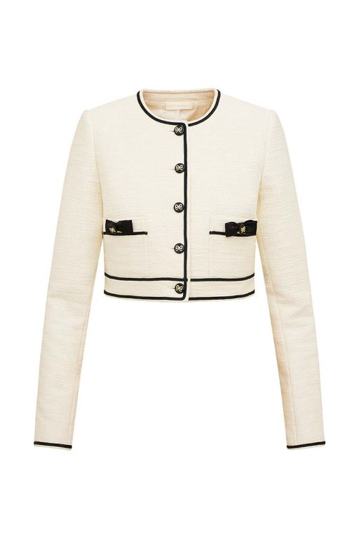 Cream Women LoveShackFancy Talika Tweed Jackets | QZI-658471