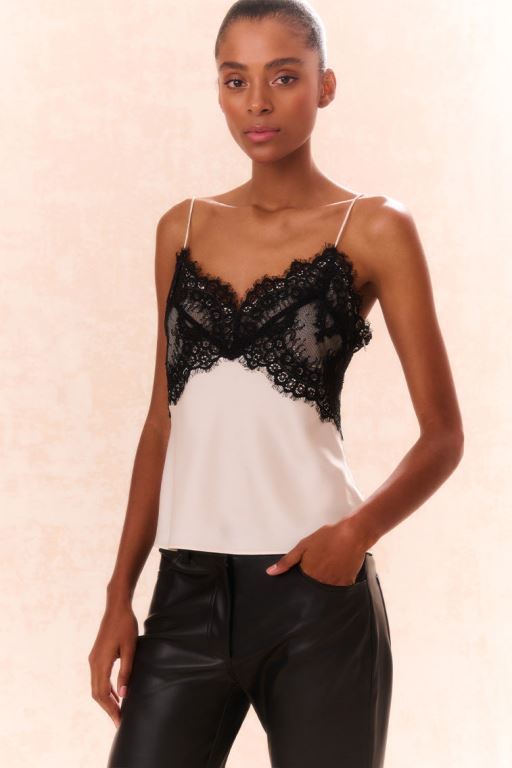 Cream Women LoveShackFancy Talulah Lace-trimmed Cami Tops | IHG-135708