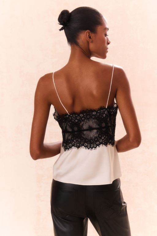 Cream Women LoveShackFancy Talulah Lace-trimmed Cami Tops | IHG-135708