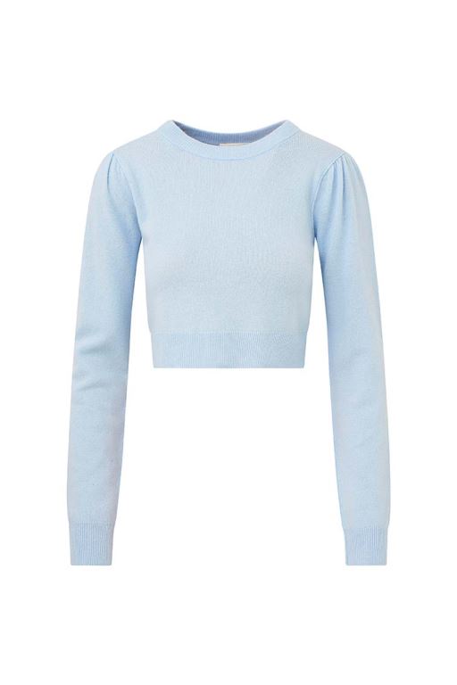 Delphinium Women LoveShackFancy Lune Cashmere Crop Pullover | RHS-054123