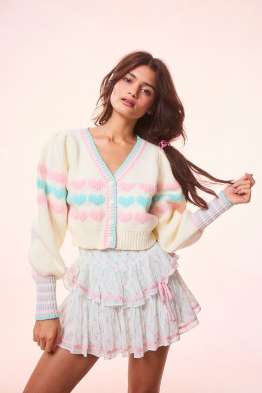 Fairy Forset Women LoveShackFancy Buena Re-edition Heart Knit Cardigan | RKX-291038