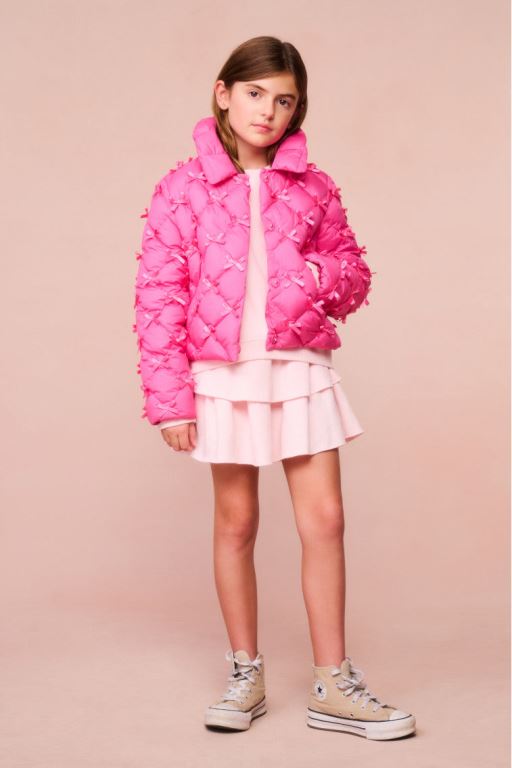 Fuchsia Kids' LoveShackFancy Maricala Quilted Bow Jackets | ULV-481906