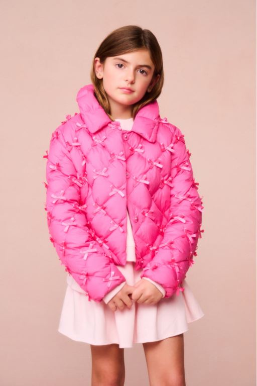 Fuchsia Kids\' LoveShackFancy Maricala Quilted Bow Jackets | ULV-481906