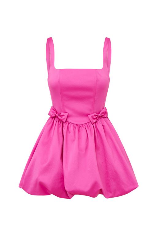 Fuchsia Women LoveShackFancy Bayer Satin Mini Dress | WSE-105742