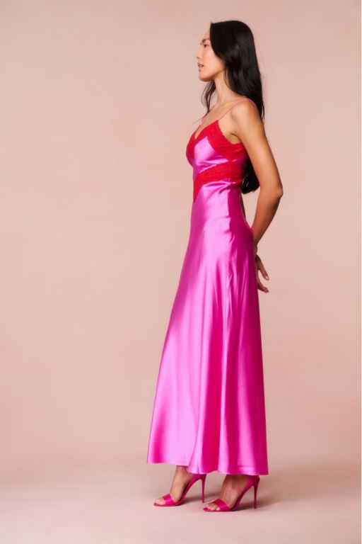 Fuchsia Women LoveShackFancy Serita Lace-trimmed Maxi Dress | RSE-831520