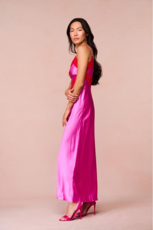 Fuchsia Women LoveShackFancy Serita Lace-trimmed Maxi Dress | RSE-831520