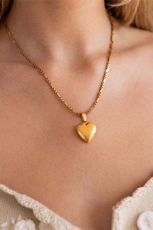 Gold Women LoveShackFancy Evie Jewelry Heart Locket Necklace Jewelry | IEO-153829