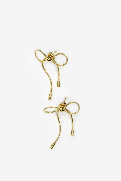 Gold Women LoveShackFancy Marland Backus Gold Bow Earrings Jewelry | QCW-061745