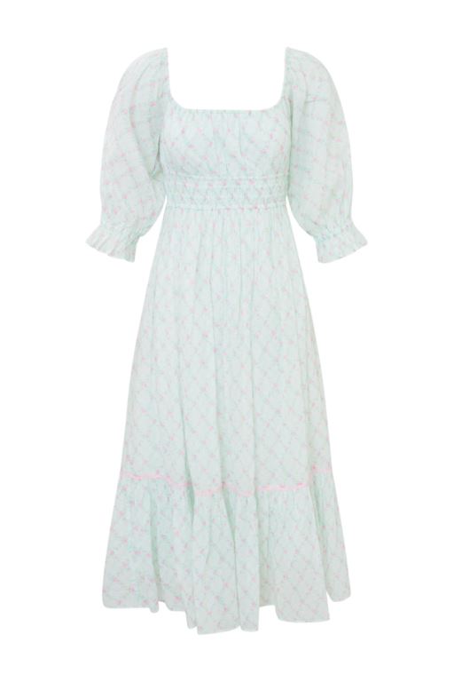 Green Women LoveShackFancy Dobrianna Re-edition Cotton Maxi Dress | SEX-157436