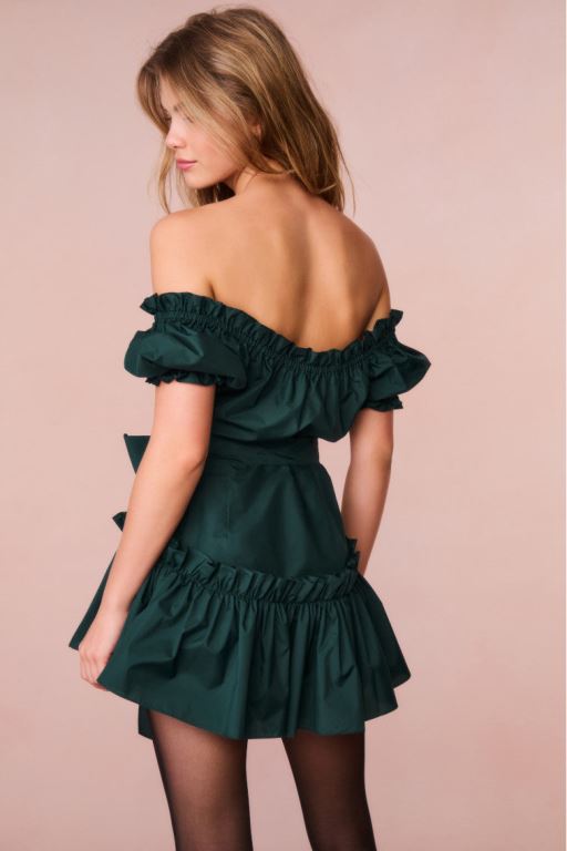 Green Women LoveShackFancy Estine Taffeta Mini Dress | WSG-317568