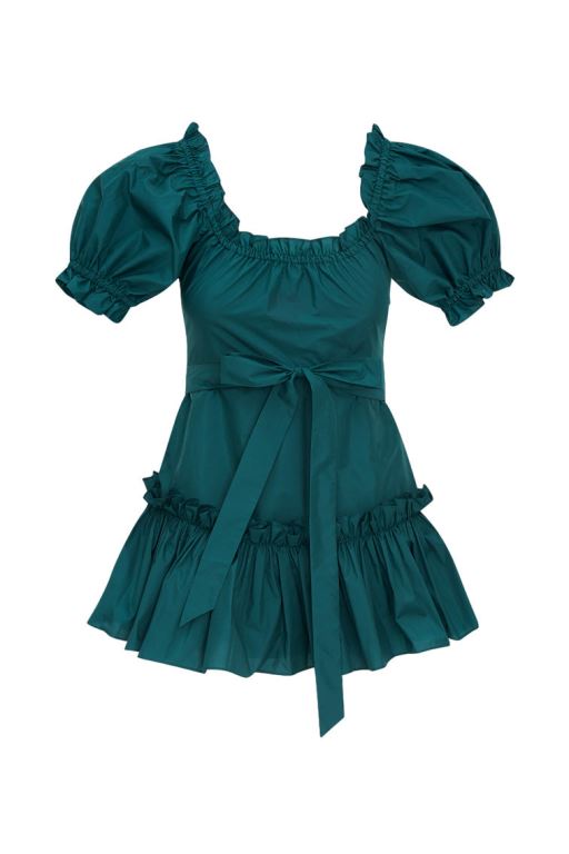 Green Women LoveShackFancy Estine Taffeta Mini Dress | WSG-317568