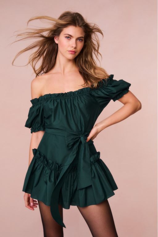 Green Women LoveShackFancy Estine Taffeta Mini Dress | WSG-317568