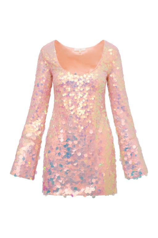 Iridescent Peche Women LoveShackFancy Risbo Iridescent Mini Party Dress | SCF-680159