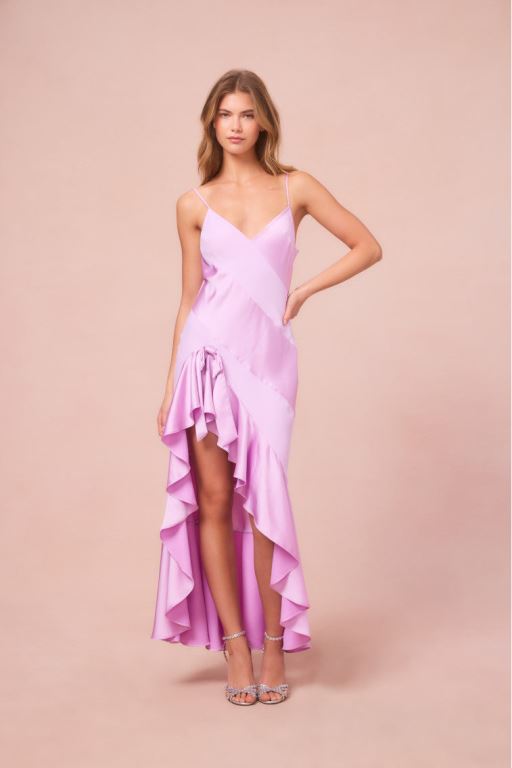 Lavender Women LoveShackFancy Mallee Satin Asymmetrical Dress | TBN-981634