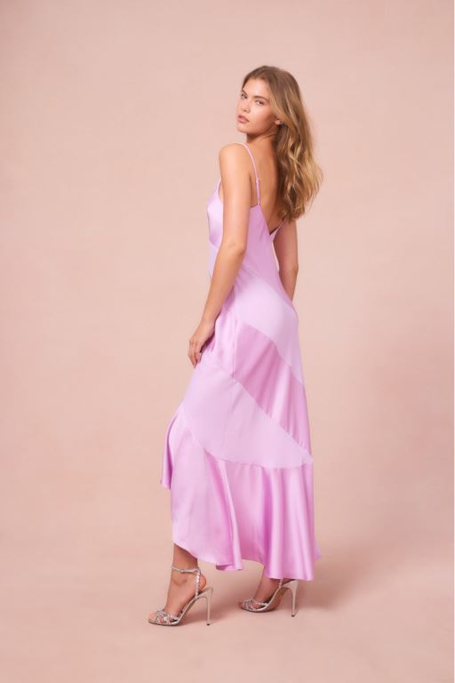 Lavender Women LoveShackFancy Mallee Satin Asymmetrical Dress | TBN-981634