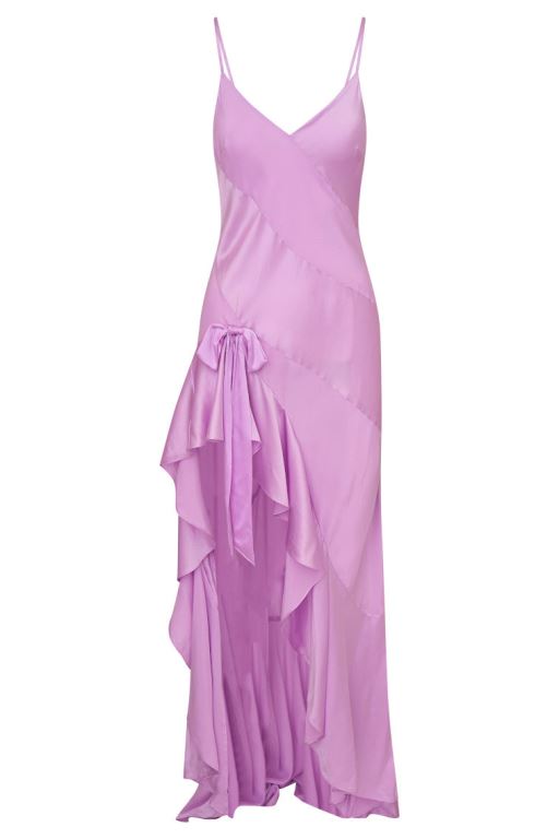 Lavender Women LoveShackFancy Mallee Satin Asymmetrical Dress | TBN-981634