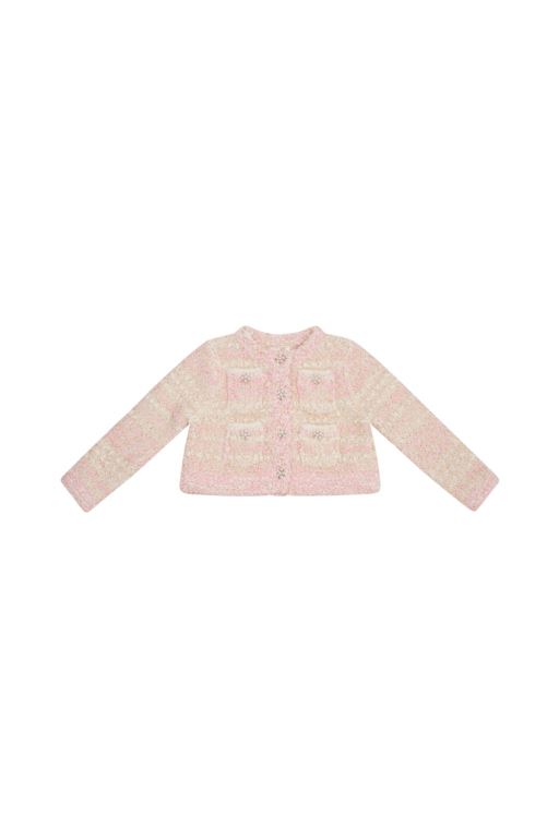 Light Yellow Pink Kids' LoveShackFancy Loki Knit Cardigan | OTV-738051