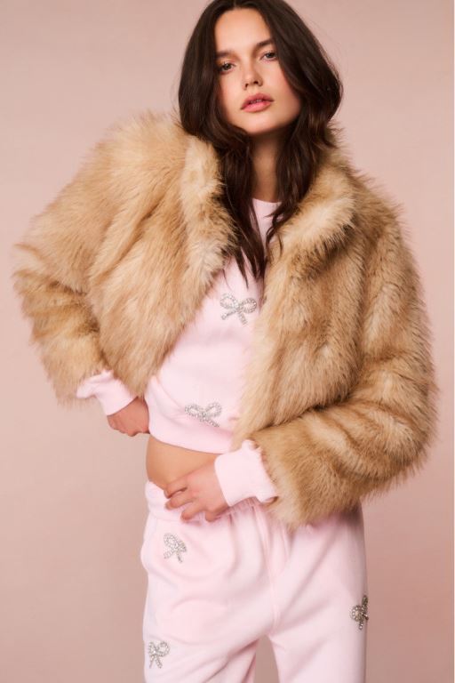 Macadamia Women LoveShackFancy Clarabella Faux Fur Jackets | ZNX-073248