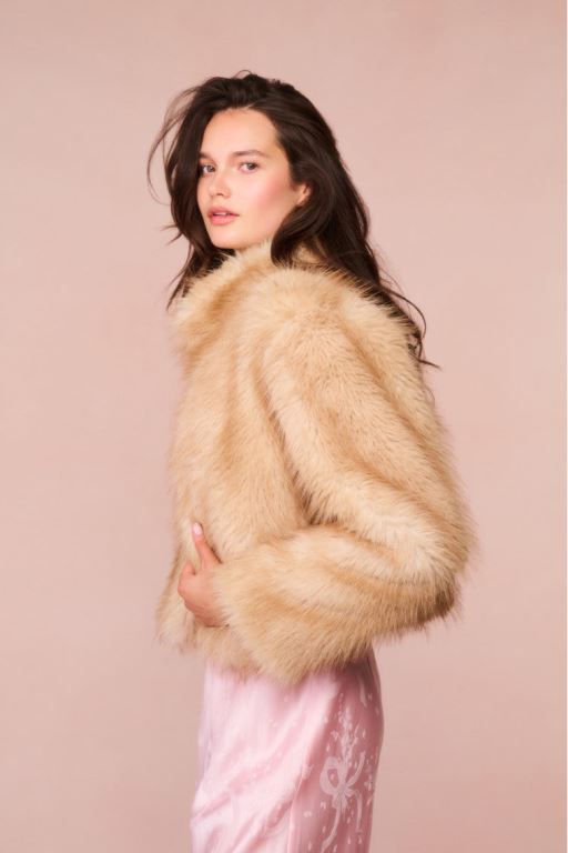 Macadamia Women LoveShackFancy Clarabella Faux Fur Jackets | ZNX-073248