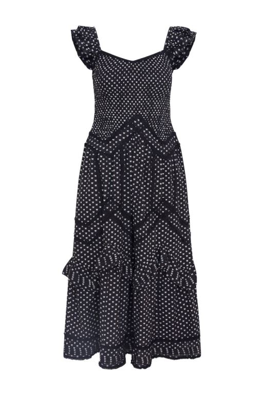 Midnight Snowfall Women LoveShackFancy Brin Cotton Bow Dress | UIA-958147