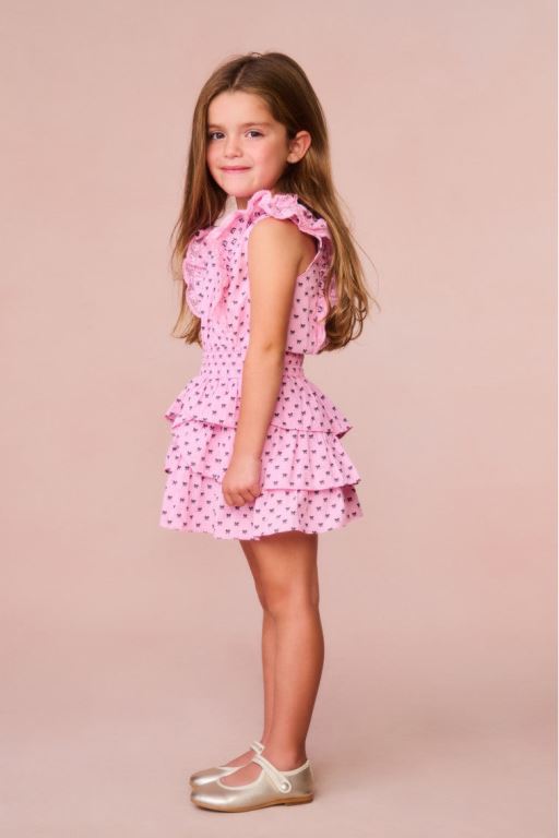 Pink Kids' LoveShackFancy Decker Cotton Bow Dress | ZFI-504862