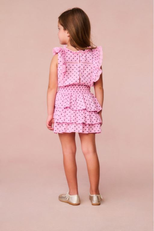 Pink Kids' LoveShackFancy Decker Cotton Bow Dress | ZFI-504862