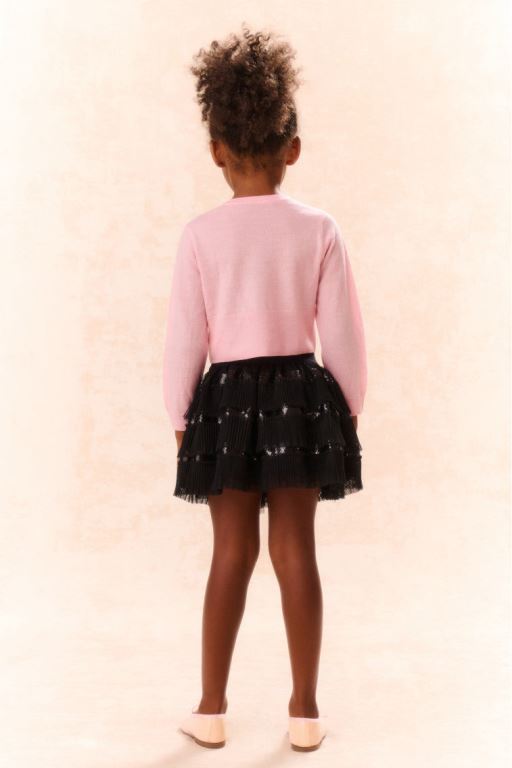 Pink Kids' LoveShackFancy Ebett Embellished Wool Cardigan | IWT-132897