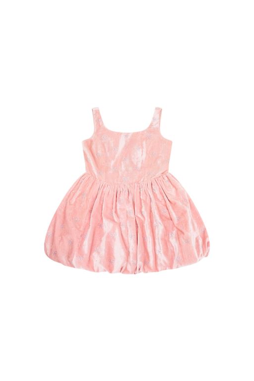 Pink Kids' LoveShackFancy Eilie Velvet Mini Dress | IZV-425713