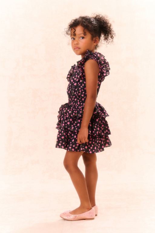 Pink Kids' LoveShackFancy Janelly Cotton Floral Dress | UEQ-358614