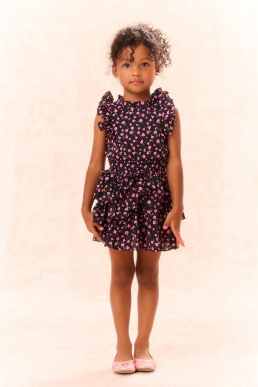 Pink Kids' LoveShackFancy Janelly Cotton Floral Dress | UEQ-358614