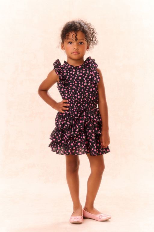 Pink Kids\' LoveShackFancy Janelly Cotton Floral Dress | UEQ-358614