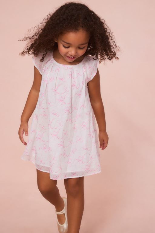 Pink Kids' LoveShackFancy Lou Bow Print Mini Dress | UAP-826495