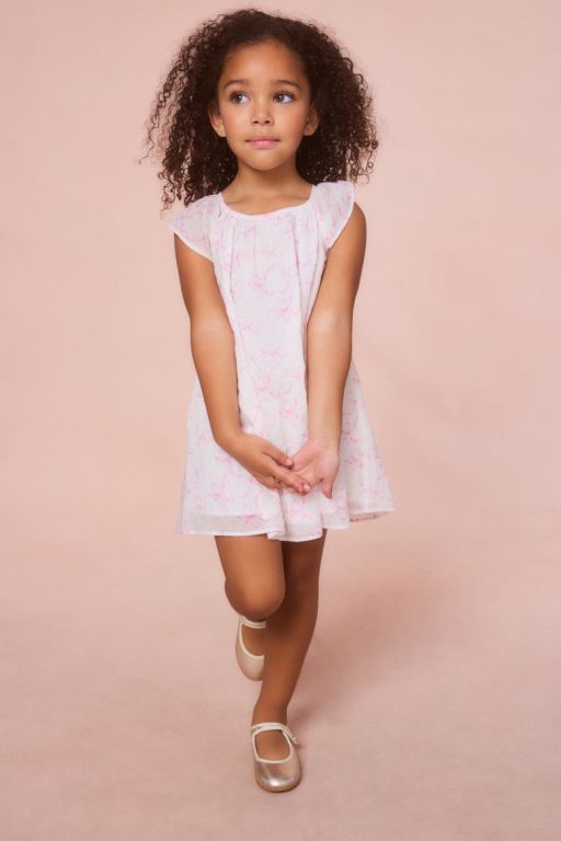 Pink Kids' LoveShackFancy Lou Bow Print Mini Dress | UAP-826495