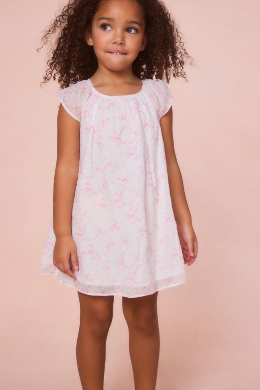 Pink Kids' LoveShackFancy Lou Bow Print Mini Dress | UAP-826495