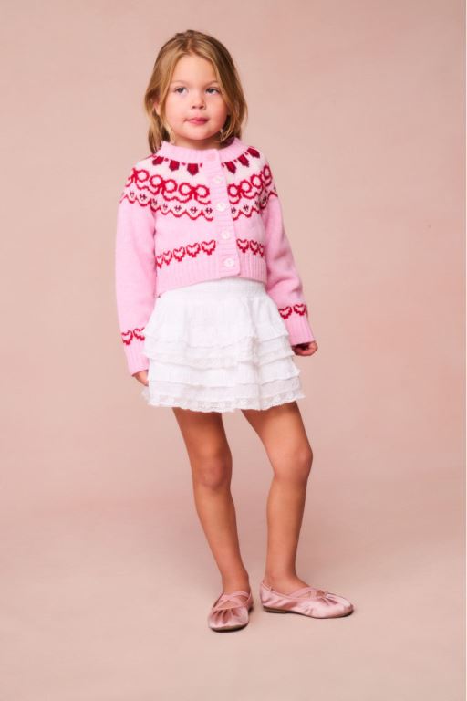 Pink Kids\' LoveShackFancy Wrenna Wool Fair Isle Cardigan | IZN-150439