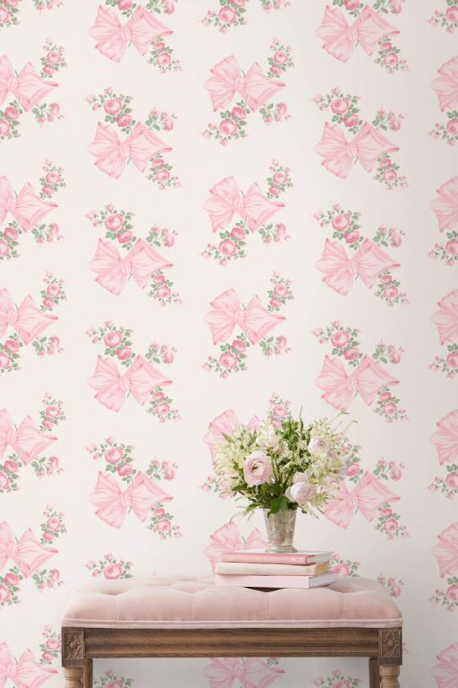 Pink Mint Women LoveShackFancy Rosa Beaux In Pink Mint Peel + Stick Wallpaper Wallpaper | OUQ-615239