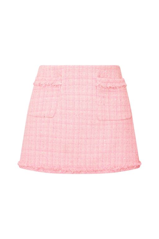 Pink Women LoveShackFancy Adalena Sparkle Tweed Skirts | CUV-671850