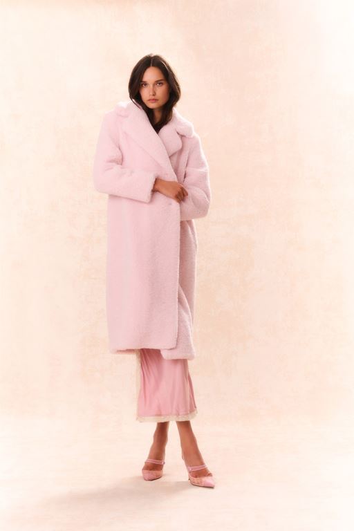 Pink Women LoveShackFancy Baileene Faux Shearling Coats | LJY-675918