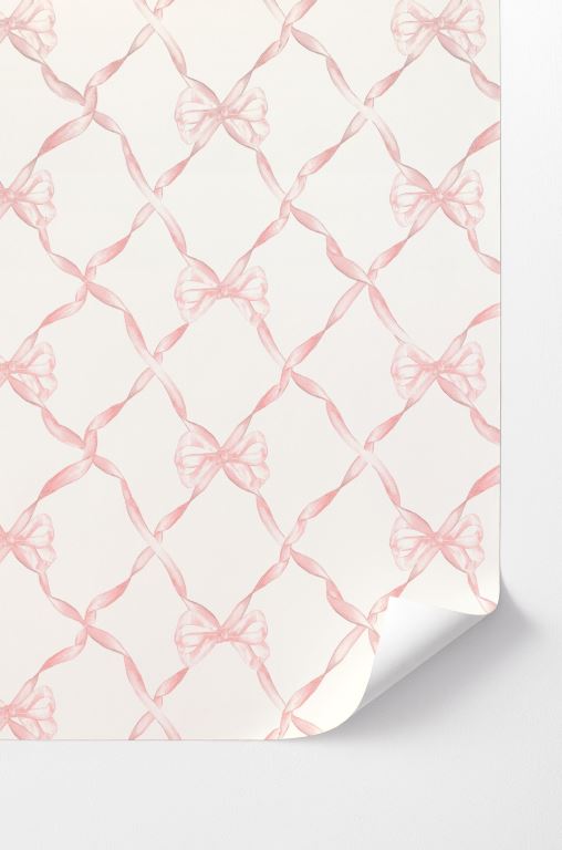 Pink Women LoveShackFancy Bow Peel And Stick Wallpaper Wallpaper | JFA-806923