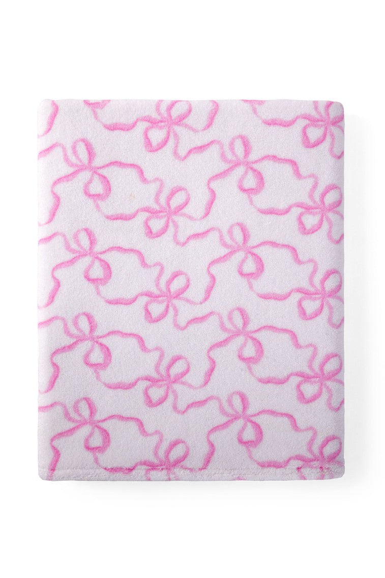 Pink Women LoveShackFancy Cotton Bath Towel In Bow Print Bath | CYP-028761